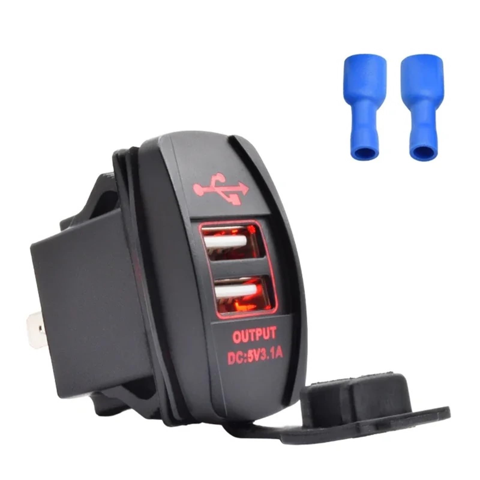 Cargador rápido para coche mini USB doble universal rectangular de 3,1A en color rojo 8