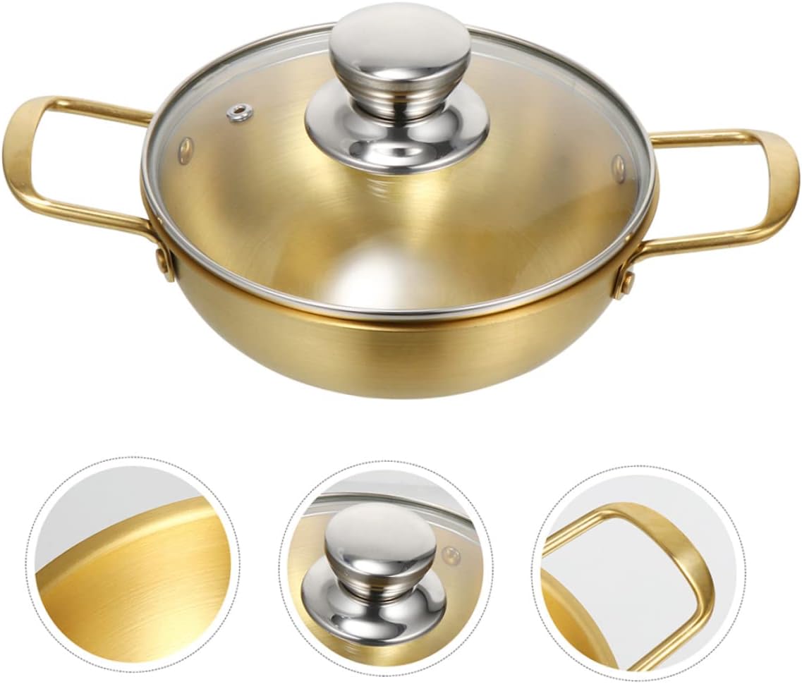 Household Cooking Pot Multipurpose Stainless Steel Ramen Noodle Pot Lid for Soup Porridge and Noodles Suitable for Induction Cookers and Gas Stoves Finish