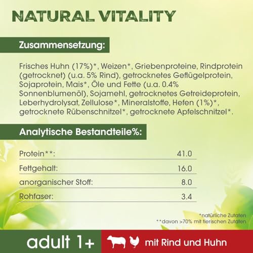 Perfect Fit Natural Vitality Adult 1+ – Trockenfutter für erwachsene Katzen ab 1 Jahr – Rind & Huhn – Unterstützt die Vitalität – 6 kg