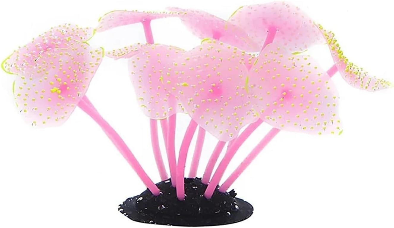 Artificial Silicone Coral Decor with Suction Cup Base for Aquarium Water Landscape Fish Tank Underwater Ornament Accessories(Purple)