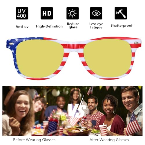 4 Pairs American Flag Sunglasses Bulk for Men Women UV400 Protection Classic Patriot3