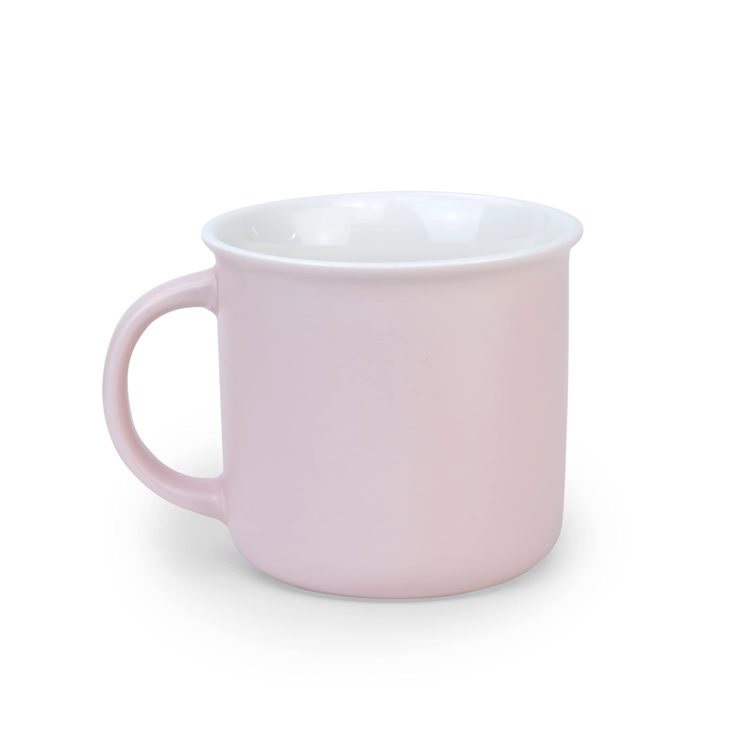 Bone China Shallow 350ml Porcelain Ceramic Cup Tea Coffee Mug - Pink