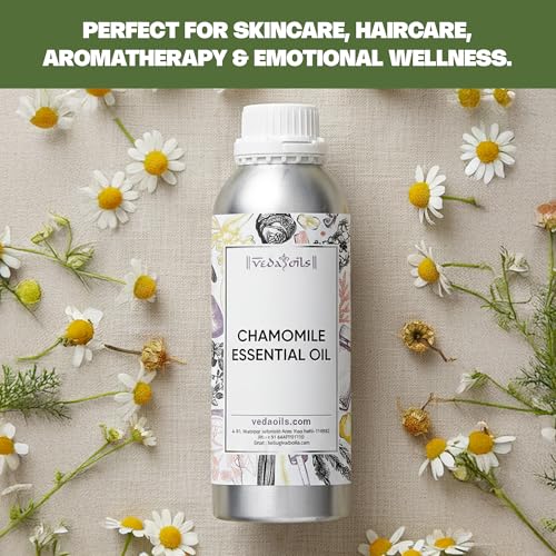 Image of VedaOils Chamomile Essential Oil 100ml | 100% Pure & Therapeutic Grade Chamomile Oil for Sleep, Relaxation, Skin, Hair & Face | Ideal for Aromatherapy, Diffuser, Massage & Candle Making