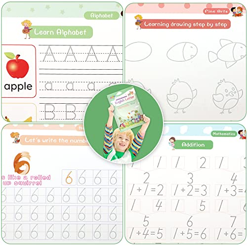 ASIGN Magic Ink - Libretti di lavoro riutilizzabili per bambini, per la scrittura a mano in età prescolare, con scanalature, per progettare e scrivere a mano (4)