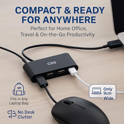 Image of C2G 4-Port USB-A 3.0 Hub - SuperSpeed USB 5Gbps, Black (C2G54462)