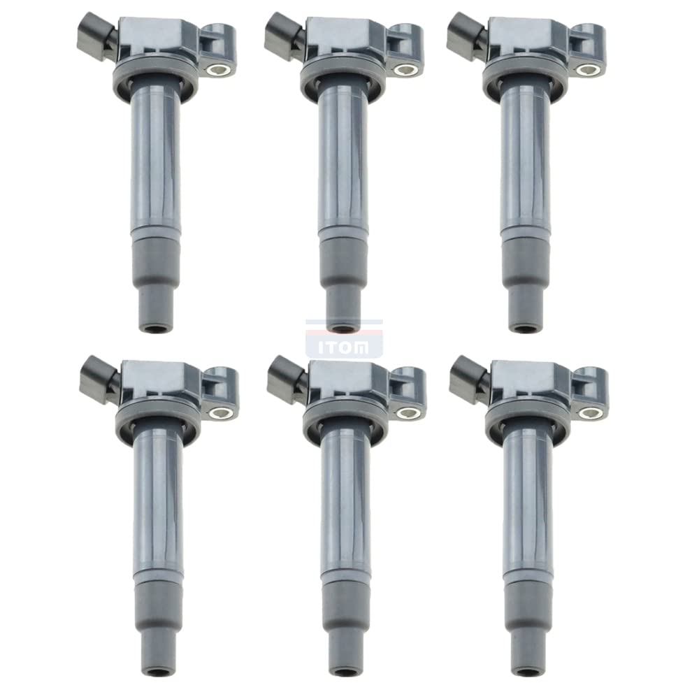 6PC ITOM IGNITION COIL T1101 JTO278 90919-02234 9091902234 UF267 UF-267 C1175 Compatible With LEXUS ES300 RX300 TOYOTA AVALON CAMRY HIGHLANDER SIENNA 3.0 V6 1MZ