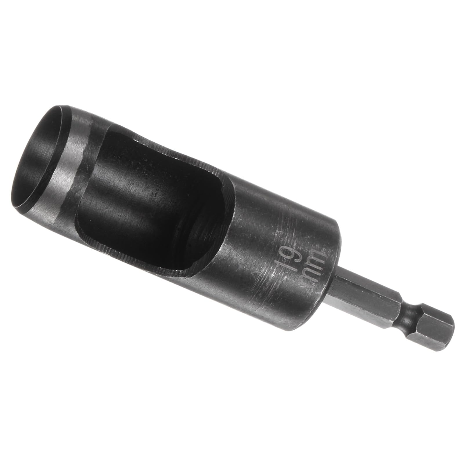 Kozelo Leather Hole Punch Tool - [19mm x 1/4" Shank] Extension Hex Shank Drill Bit High-Carbon Steel Rotary Hollow Puncher for Fabric Leathercraft Belts Use, 116mm Length