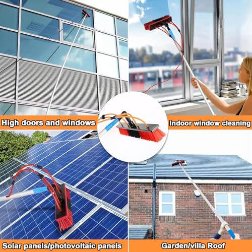 Cepillo de limpieza de ventanas de 12 m con manguera extensible para paneles solares 4
