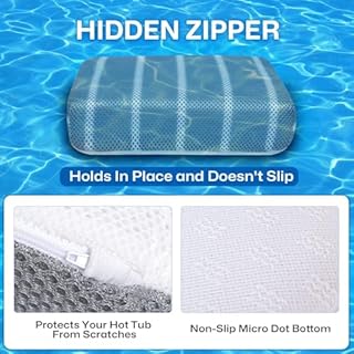 Hot Tub Cushion Pillow for Indoor or Outdoor Use, 16 x 12 x 4.3 Inche Weighted Spa Pillow with Washable 4D Mesh Cover & Non-Slip Micro Dot Bottom, Hot Tub Accessories for Adults,Quick Dry, Grey
