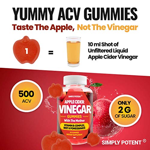 Acv Gummies With Mother For Weight Loss, Apple Cider Vinegar Gummies, Tasty Alternative To Apple Cider Vinegar Capsules, 60 500Mg Pills With Pomegranate, Beet & B Vitamins For Gut Cleanse & Detox #TOP2