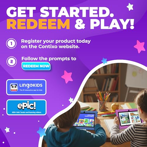 Image of Contixo 7 inch Kids Tablet Bundle - Android Tablets and Kids Wired Headphones, with 14+ Games and Educational Apps, WiFi, 32GB ROM, Learning Tablet for Kids - Pink
