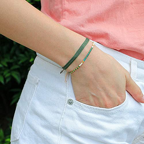 Image of KELITCH Boho Women Crystal Shell Beaded Friendship Bracelets Handmade Strand Bracelet Bangles Jewelry