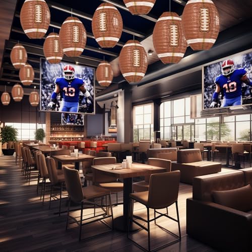 Image of UNIQOOO 6PCS American Football Super Sports Lantern Party Decoration Set, LRG 12 Inch, Hanging Japanese Paper Lanterns, Easy Assemble Reusable Home School Game Day Kids Birthday Sports Bar Decor