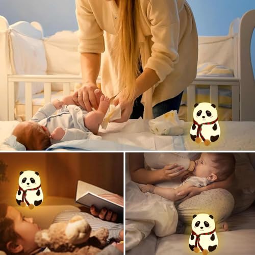 Image of Panda Night Lamp, Panda Touch Silicone Lamp, 7 Colour Changing Light for Kids Bedroom, USB Rechargeable,Birthday Gift for Girls and Boys Home Decore Product