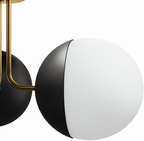 Miniatura 4 de Modway Stellar - Lámpara de techo semiempotrada de 3 luces en latón satinado ópalo, color marrón