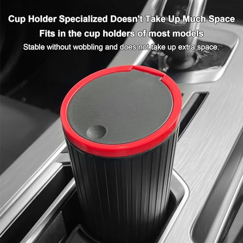 Image of 1pc Car Trash Can, Press-type Sundries Storage, Garbage Can, Mini Box, Car Small Storage Bucket 1Pc Round Car Trash Can With Lid - Waterproof, Fits Cup Holders & Armrests