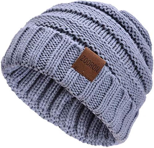 ZOORON Warm Knitted Baby Beanie Hats, Cozy Chunky Winter Beanie Caps for Infant Toddler Baby Boys Girls (Gray)