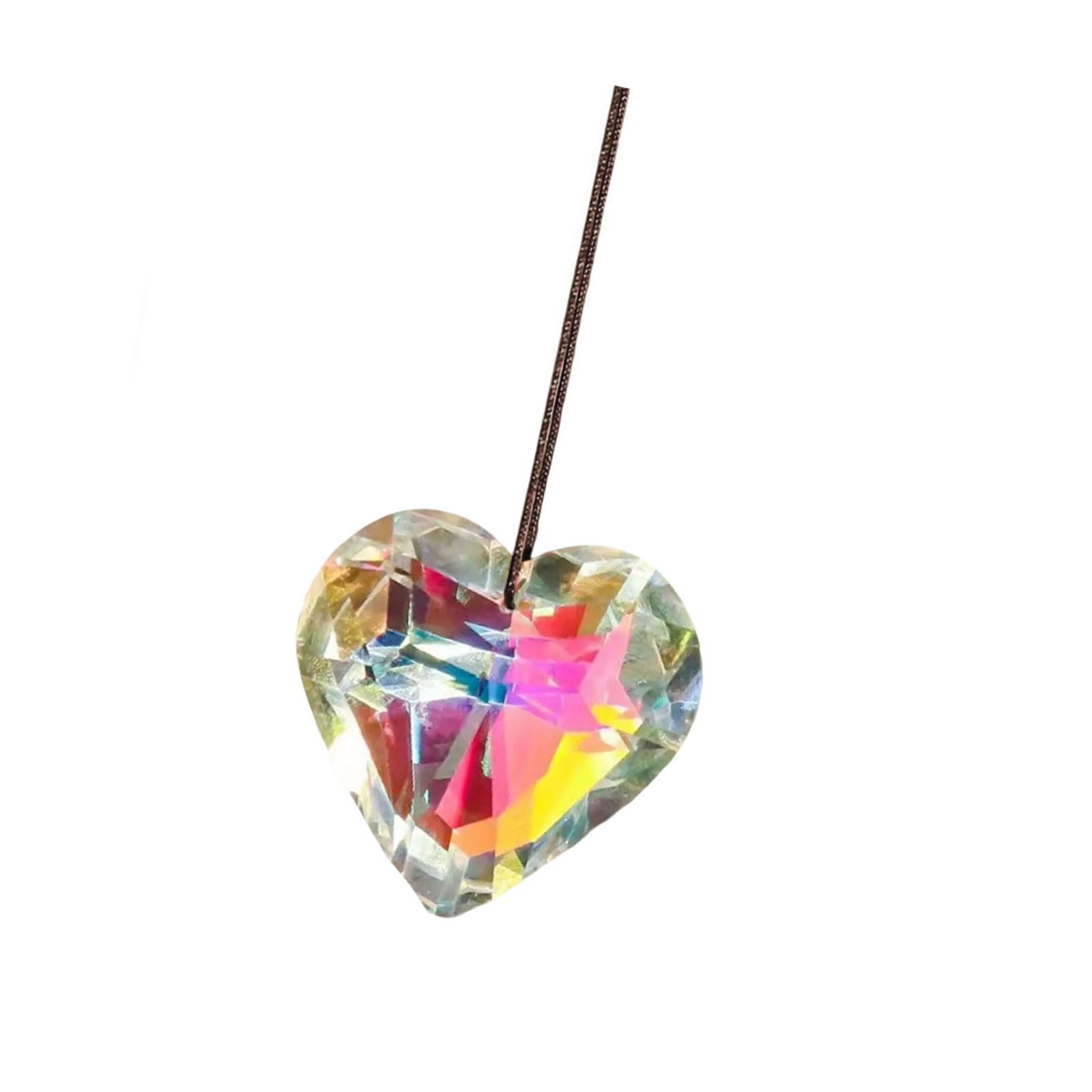 Tfaoys Bright Love Heart Crystal Sun Catcher Hanging Ornaments For Enhancing Aesthetic Decors Home And Garden Space Car Hangings Crystal Hanging Decors