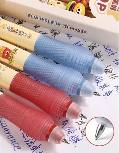 Image of Shuttle Art Cute Burger Theme Gel Pen Set of 4,0.5mm Black Ink Kawaii Cartoon Retractable Pens,Smooth Writing Pens for School College Office Journaling Notes Gifts Stationery Supplies Kids Girls Boys