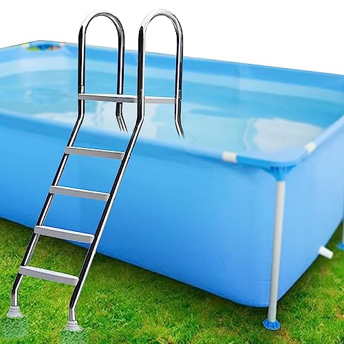 vhdurike Escalera de Piscina de 52 Pulgadas, Escalera de Piscina de 4 escalones con Pedales Antideslizantes, Escalera de Tijera para Piscinas sobre el Suelo, fácil de Instalar y Escalar