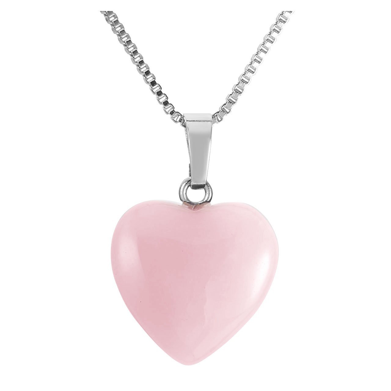 Jovivi Gemstone Jewellery Women's Heart Pendant Crystal Therapy Energy Therapy Stone Pendant Healing Stones Pendant with Chain 50.8 cm