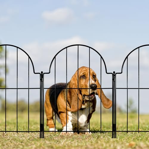 Thealyn Gartenzaun, 43 cm (H) × 3.3 m (L) gewölbte rostfreie Metall No Dig Fence Gartenzaun Grenze, Bodenpfahl Tier Barriere Zaun für Kaninchen Hund, Outdoor-Dekor für Hof & Terrasse