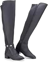 Bota Feminina Over The Knee GuGi Cano Longo Com Zíper e Elástico 219-GG