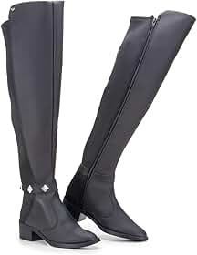 Bota Feminina Over The Knee GuGi Cano Longo Com Zíper e Elástico 219-GG