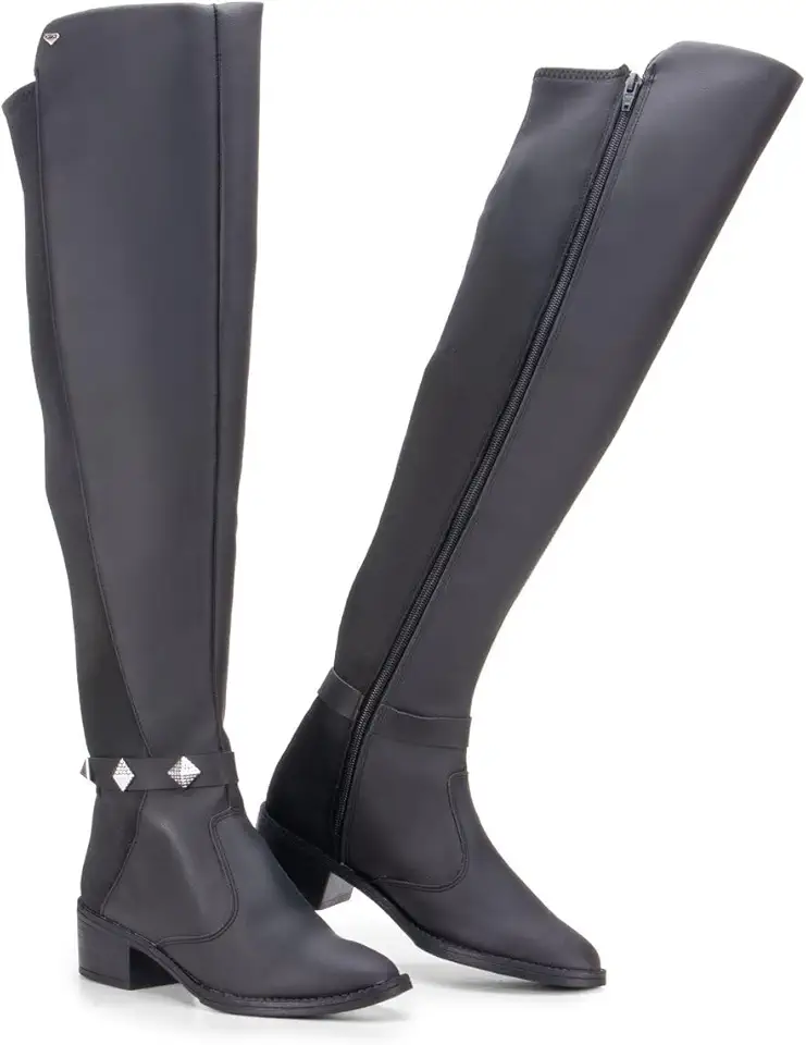 Bota Feminina Over The Knee GuGi Cano Longo Com Zíper e Elástico 219-GG