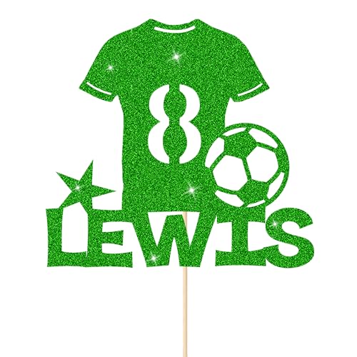 Football Cake Topper Personalised Birthday Cake Decorations Football Gifts for Kids Boys Men Husband Daddy Grandpa Football Lovers Cake Toppers (Green)