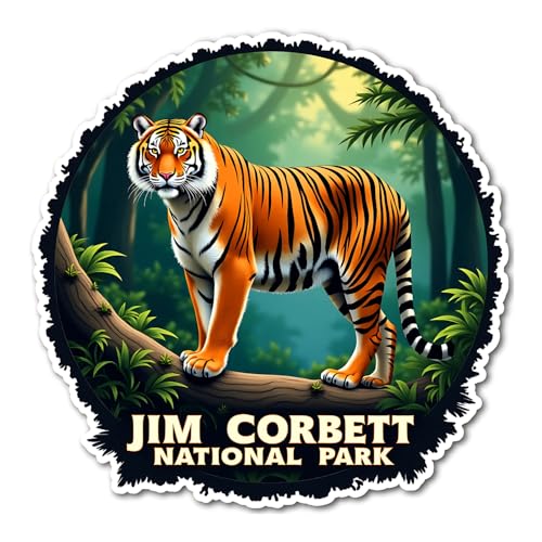 Image of Naxon Jim Corbett Theme Souvenir Wooden Fridge Magnet for Refrigerator - Printed Fridge Magnet for Kitchen & Home Decor | Perfect Souvenir Gift | Size 3x3 in | Pack of 1