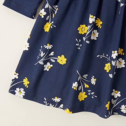 Toddler Girl Floral Polka Dots Long-Sleeve Dress Girl Fall Dress 3 Pack 3 Years #TOP5
