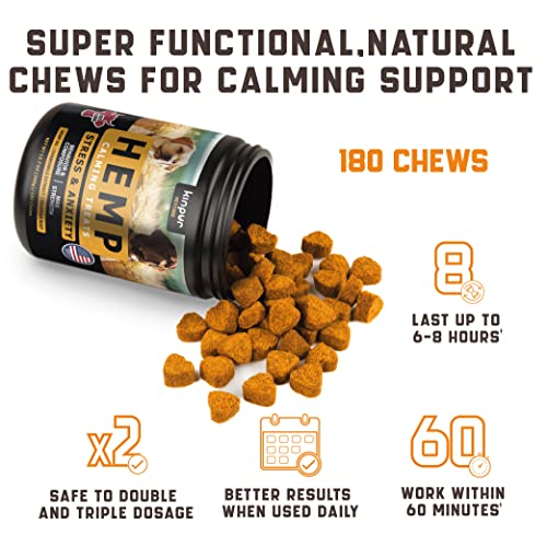 Kinpur Pet Care Calming Chews for Dogs with Hemp Oil - Aid During Thunderstorms, Separation, Car Rides - Hip and Joint Health - Tasty Dog Calming Treats with Beef Flavor, 180 Chews - Image 5