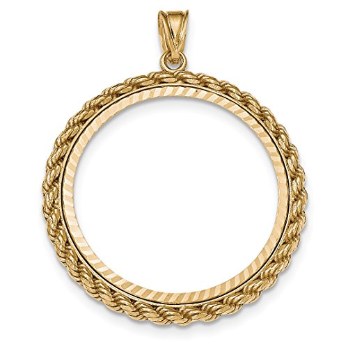 14k Yellow Gold Casted Rope Prong 1p Bezel Necklace Pendant Charm Coin Holders/bezel Chinese Pa Fine Jewelry For Women Gifts For Her 14k Yellow Gold Casted Rope Prong 1p Bezel Necklace Pendant Charm Coin Holders/bezel Chinese Pa Fine Jewelry For Women Gifts For Her - Image 8