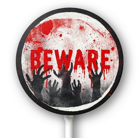 Horienteeon Halloween Yard Sign With Stake Beware Ghost Scary Spooky Boo Warning Lawn Scary Ghost Aluminum Decoration Rustproof Sturdy Plaque For Outdoor Easy Install 9.2inch