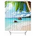 Produktbild X-Labor Strand Motiv Duschvorhang Wasserdicht Stoff Anti-Schimmel inkl. 12 Duschvorhangringe Waschbar Badewannevorhang 240x200cm Muster-E