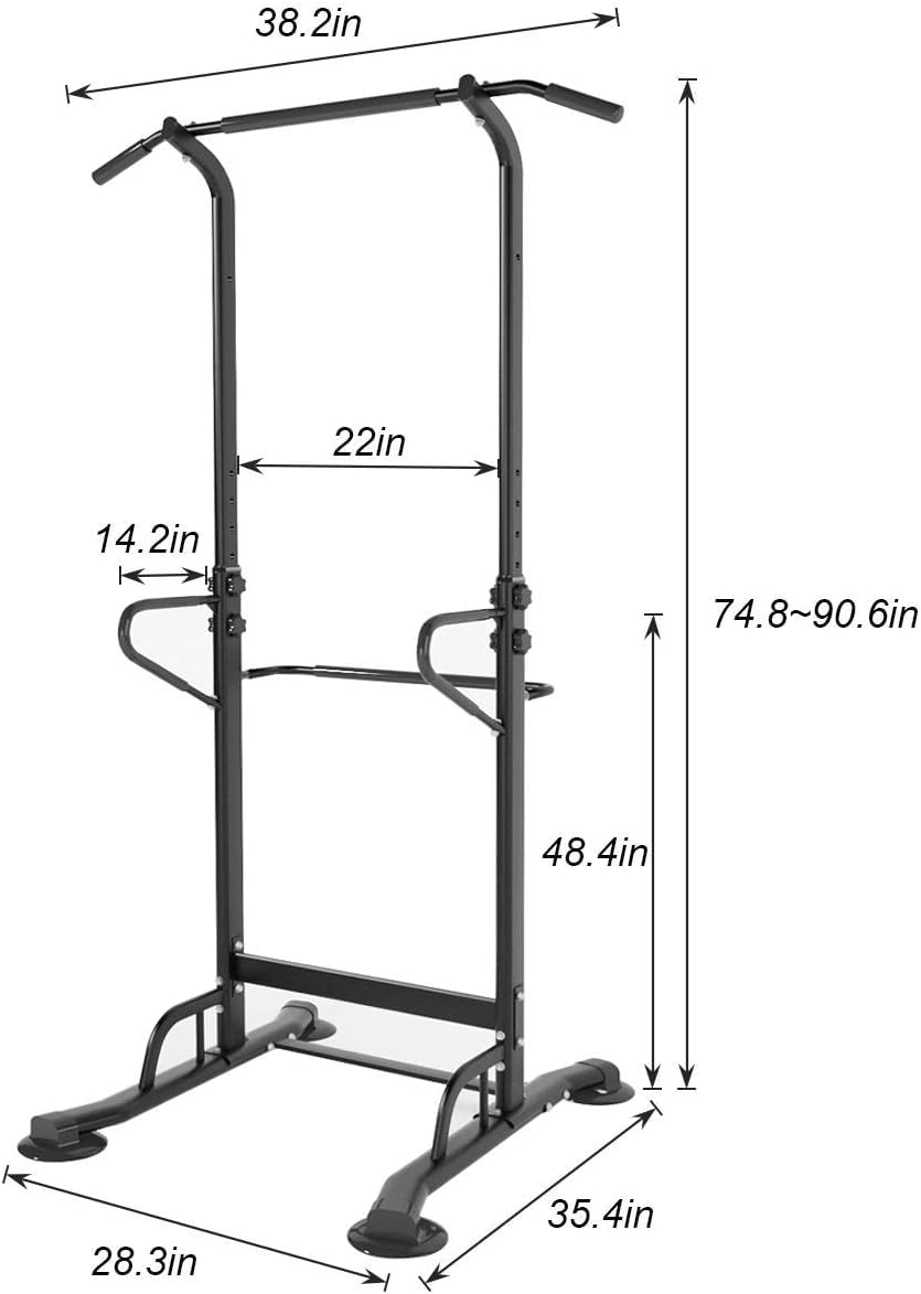 Power Tower regolabile per trazioni, altezza regolabile, stazione di immersione multi-palestra, con base antiscivolo per allenamenti a casa e in ufficio