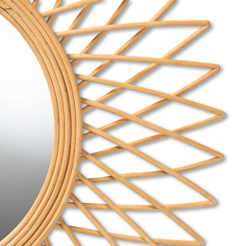 Baxton Studio Vera Modern Bohemian Natural Brown Rattan Accent Wall Mirror #TOP2
