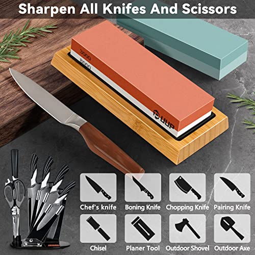 Uup 9Pcs Knife Sharpening Kit Professional Sharpening Stone Whetstone Set 4 Side Grit 400/1000 3000/8000 Premium Whetstone Knife Sharpener With Flattening Stone, Cut Resistant Gloves & Honing Guide #TOP4