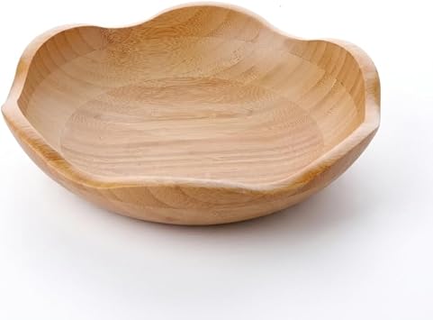 Deconox Dekoratif Bambu Kase 20 cm ve 25 cm Ölçü Seçenekli, Dalgalı Kenarlı Sunum Kasesi, Çerezlik, Kuruyemiş, Kuru Meyve, Şekerlik, Anahtarlık, Takılık, Banyo ve Masa Üstü Düzenleyici Kase