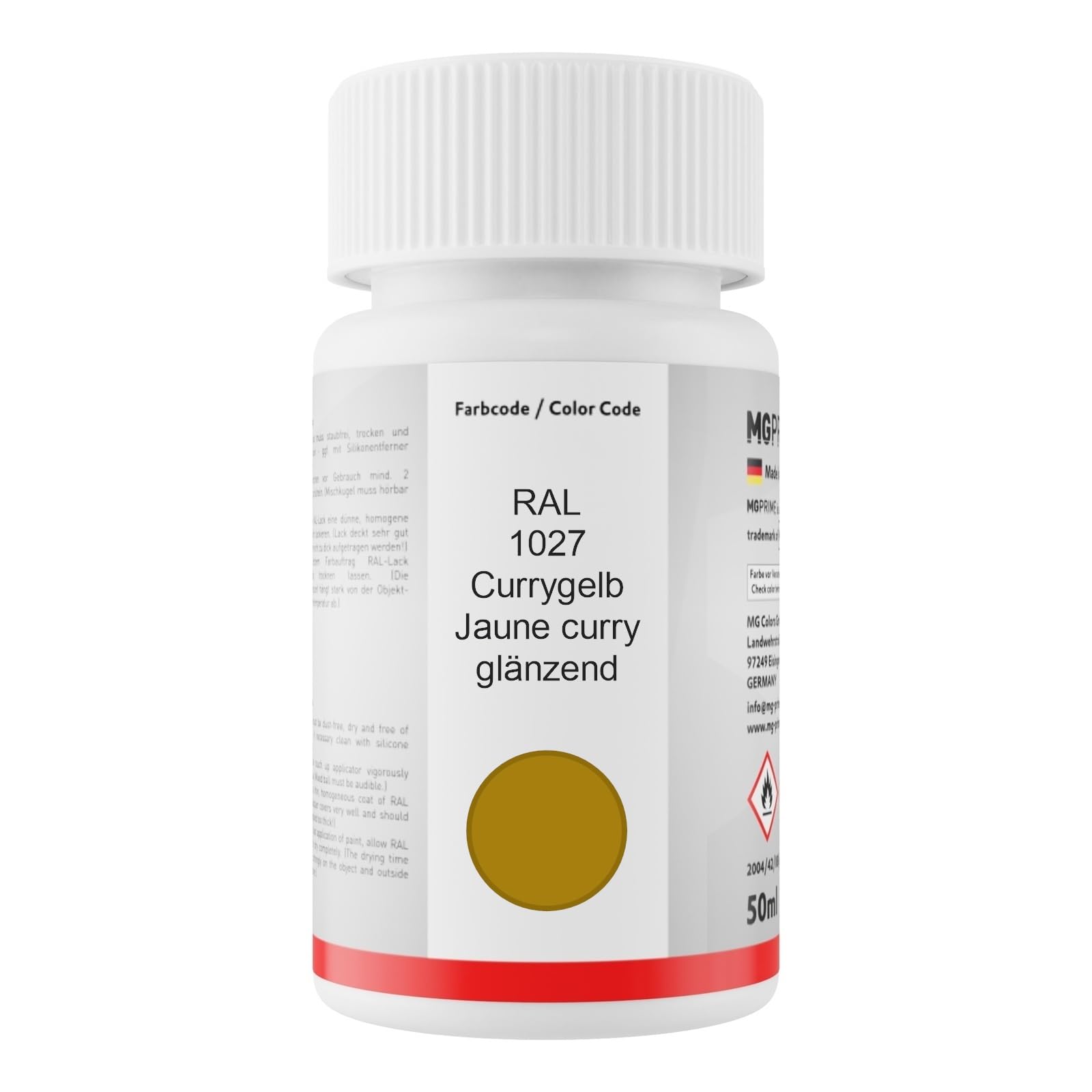 TRISTARcolor Lackstift RAL 1027 Currygelb – 50 Ml, Glänzend, Schnelltrocknend | Für Metall, Kunststoff, Glas | Made In Germany