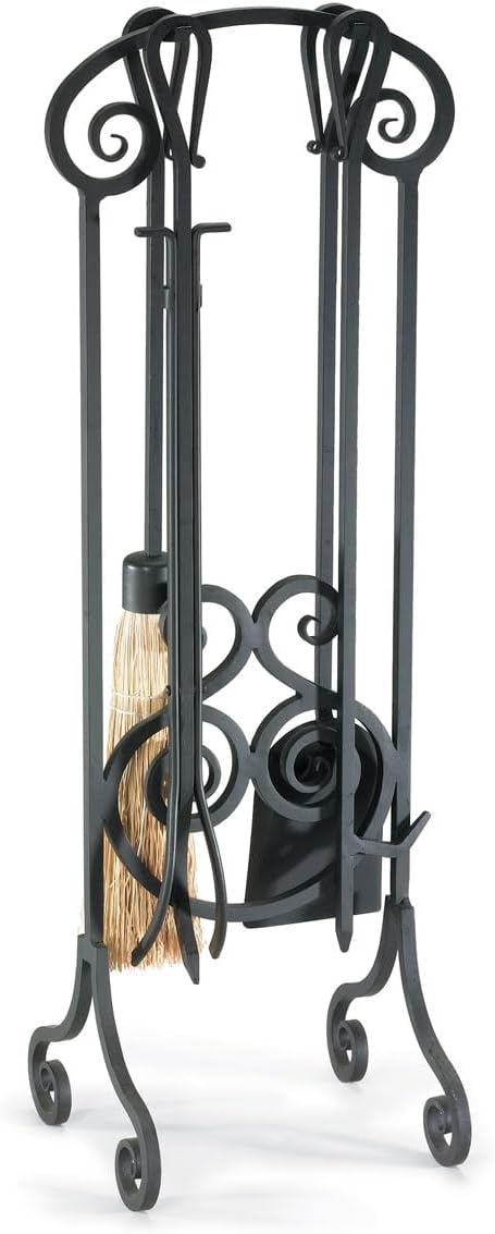 PILGRIM HOME AND HEARTH 19001 Napa Forge Antique Scroll Fireplace Tool Set, Black