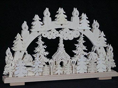 Voute lumineuse de Noel en bois Rudolphs Schatzkiste decor de fenetre eglise 50x31cm