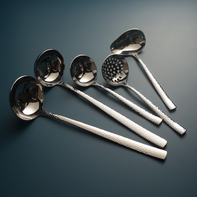 Ensemble de 8 couverts en acier inoxydable durable or rose martelé - 3