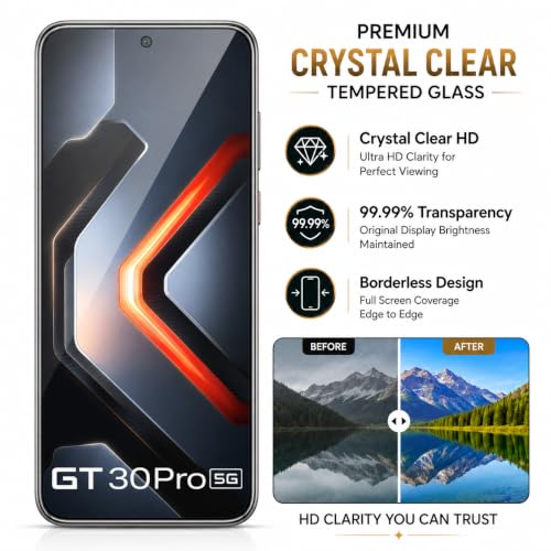 Image of ArmourPro 3D Borderless Tempered Glass for Infinix GT 30 Pro and Infinix GT 30, HD Clear Curved Edge to Edge Screen Protector, 9H Hardness, Oleophobic Coating, Case Friendly | Pack of 1