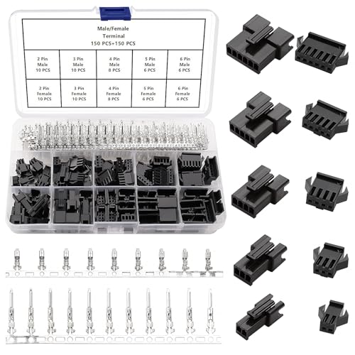 YIXISI 380 PCS 2.5mm Pitch 2/3/4/5/6 Pin JST-SM Connector Kit, JST SM Female & Male Plug Housing Crimp Terminal Connector Kit