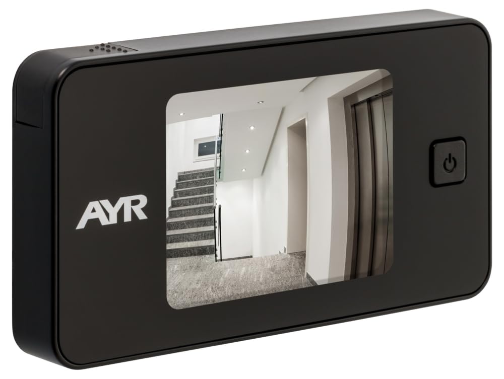 AYR Mirilla Digital de Puerta con Gran Pantalla a Color de 4,3". Cámara con Infrarrojos y visión Nocturna, PIR; detección de Movimiento. Batería Recargable. Prúebala con Alexa y Google Home.