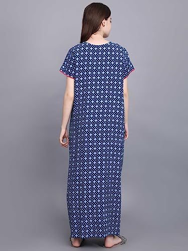 Image of Evolove Women's Cotton Long Maxi Night Gown Nighty Dress with Pocket & Stylish Button, Super Soft Comfortable (LNG-Button)