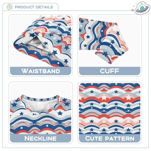 JUNZAN 4th July Stripes Stars Kids Boys Sweatshirts Hoodies Long Sleeve Hoodie for Boys Athletic 4T3