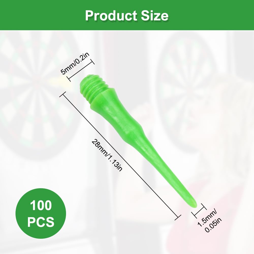 100 Pièces Embout Flechette Pointe Plastique 2ba,Remplacer Flechette Pointe Plastique,Pointes de Fléchettes en Plastique Souple de Qualité Supérieure,Idéales pour Débutants Amateurs Fléchettes(Vert)